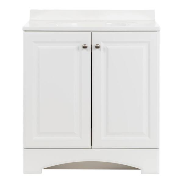 Glacier Bay 30.5 in. W x 18.69 in. D x 35.86 in. H Bath Vanity in White with Cultured Marble Vanity Top in White with White Basin