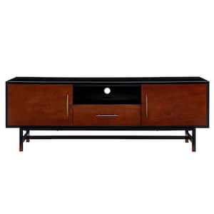 Blynn 63 in. Black TV Stand Fits TV's up to 61 in. with 2 cabinets with cord control