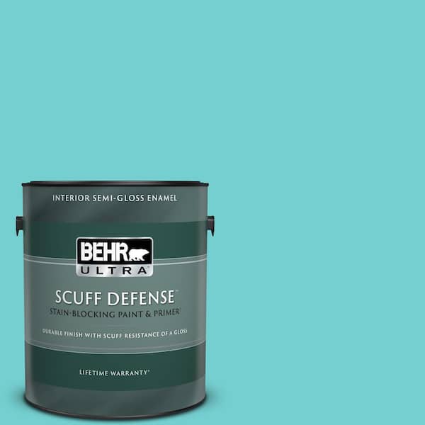 BEHR ULTRA 1 gal. #P460-3 Soft Turquoise Extra Durable Semi-Gloss Enamel Interior Paint & Primer