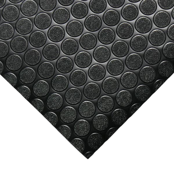 Rubber-Cal Coin Grip 4 ft. x 5 ft. Black Commercial Grade PVC Flooring