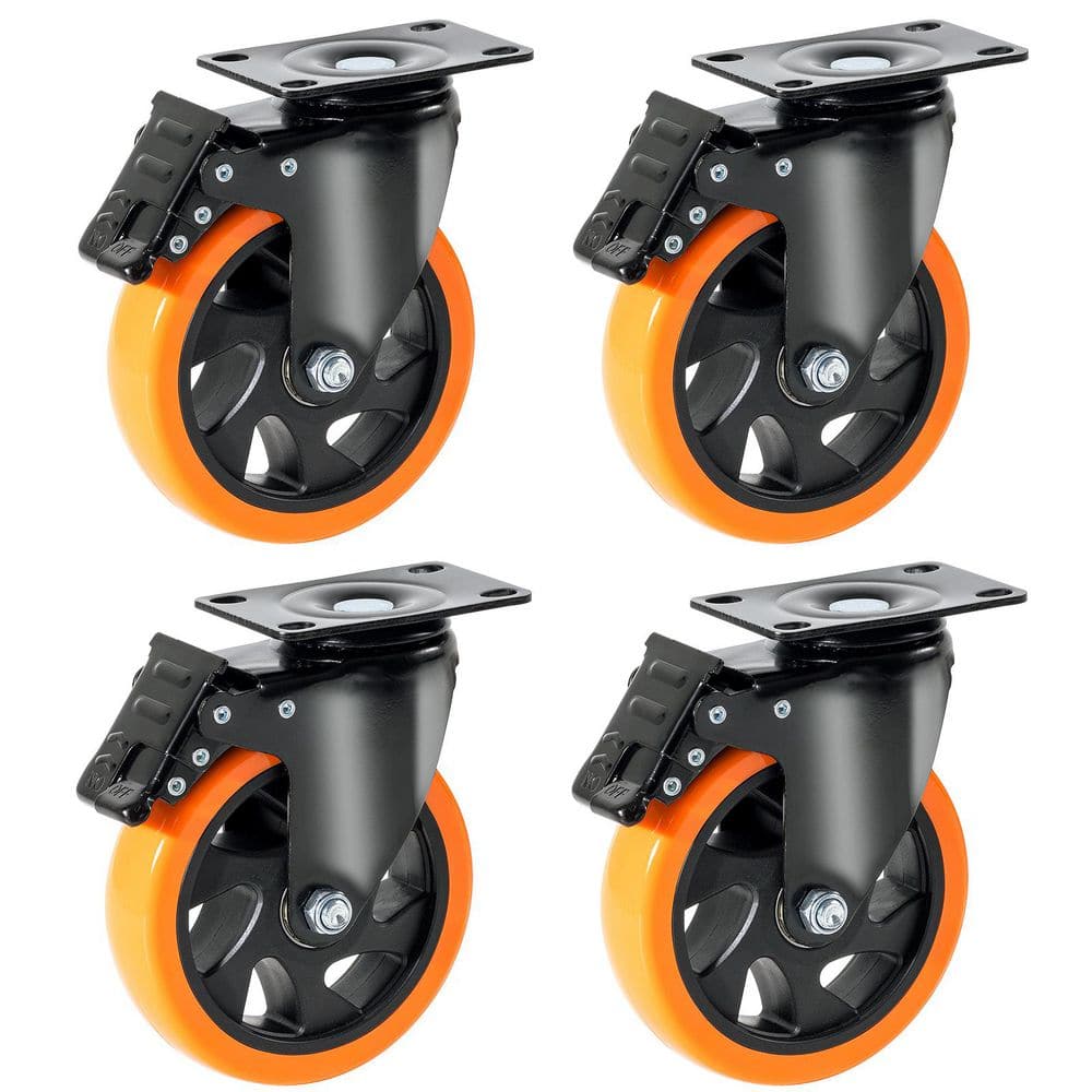 Caster Wheels, 5 in. Swivel Plate Casters, (Set of 4) with Security A/B Locking No Noise PVC Wheels 202 5 update price history on PriceWatchPro