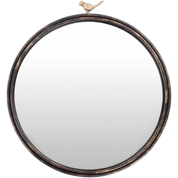 Livabliss Birdsong 26 in. x 24 in. Black Framed Decorative Mirror