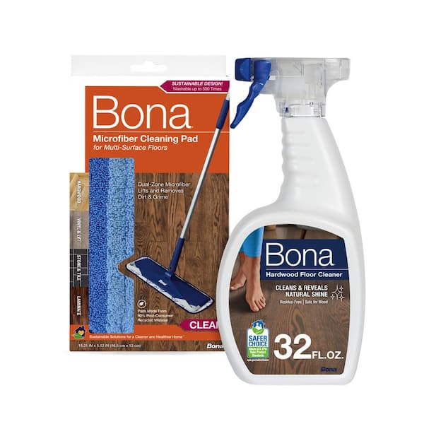 Bona 32 oz. Hardwood Floor Cleaner with Microfiber Wet Mop Pad Refill