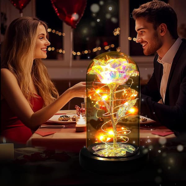 ❦ベル LEDライト/ルームフレグランス FLOWER PRINCESS Beauty and the Beast Rose Enchanted Flower With LED Light in Glass