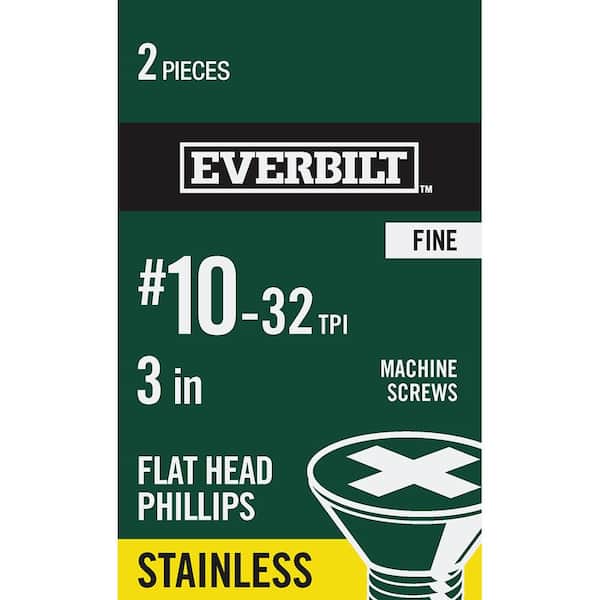 Everbilt #10-32 x 3 in. Phillips Flat-Head Machine Screws (2-Pack)