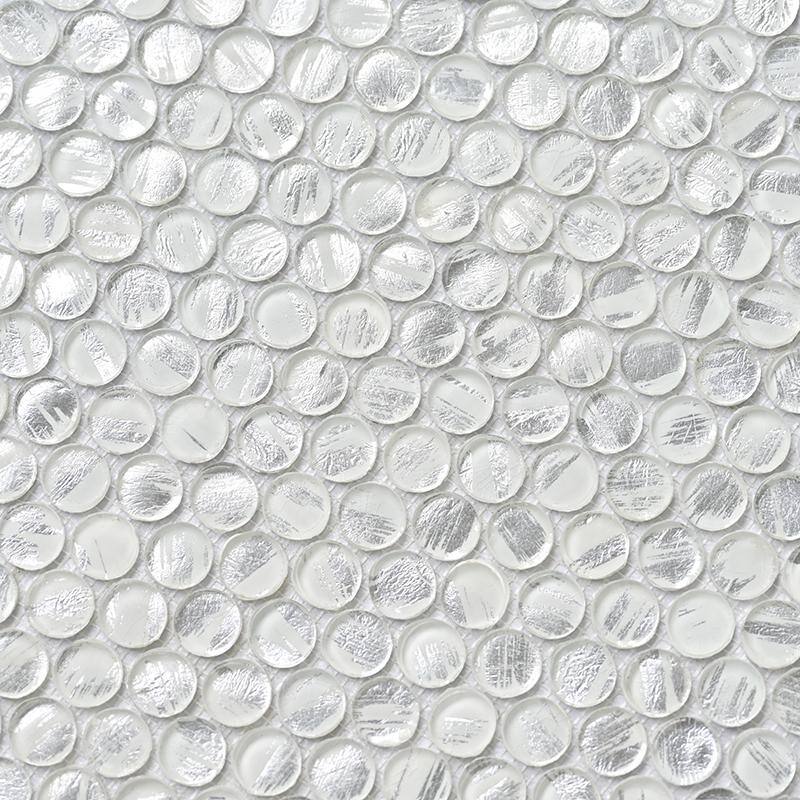 Majeste 12.2" Silver Glass Penny Round Mosaic Tile