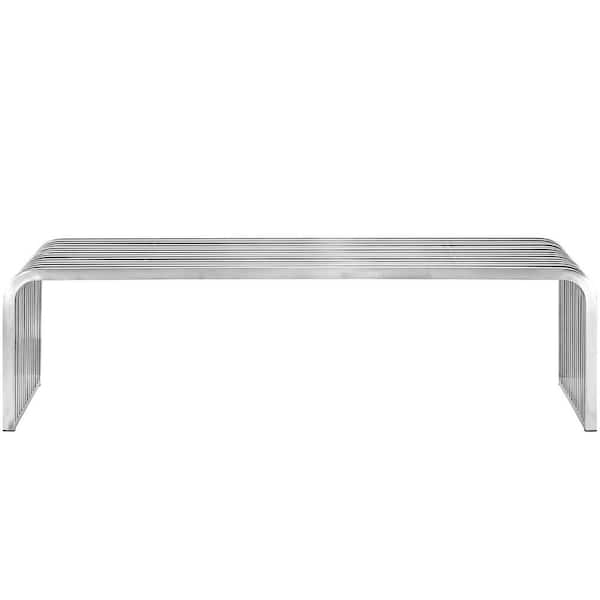 Pipe 60 in. Stainless Steel Bench in Silver - Thumbnail 3