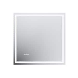 36 in. W x 36 in. H Rectangular Frameless Anti-Fog LED Light Vertical Wall Mounted Bathroom Vanity Mirror in Silver