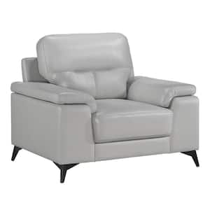 Argonne Silver Gray Leather Arm Chair