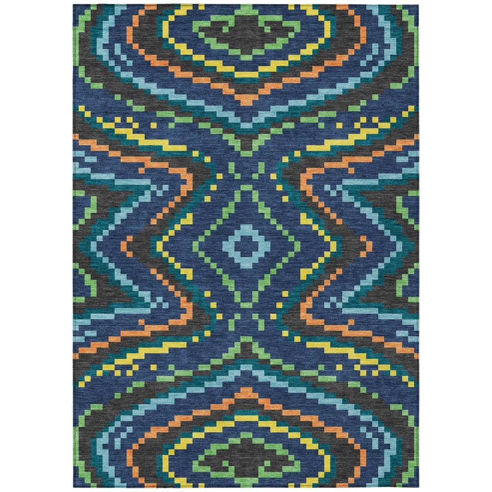 Chantille Machine Washable Indoor/Outdoor Abstract ACN2829 Navy 8 ft. x 10 ft. Area Rug price history on PriceWatchPro