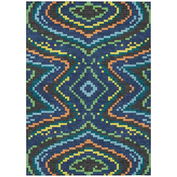 Chantille Machine Washable Indoor/Outdoor Abstract ACN2829 Navy 9 ft. x 12 ft. Area Rug