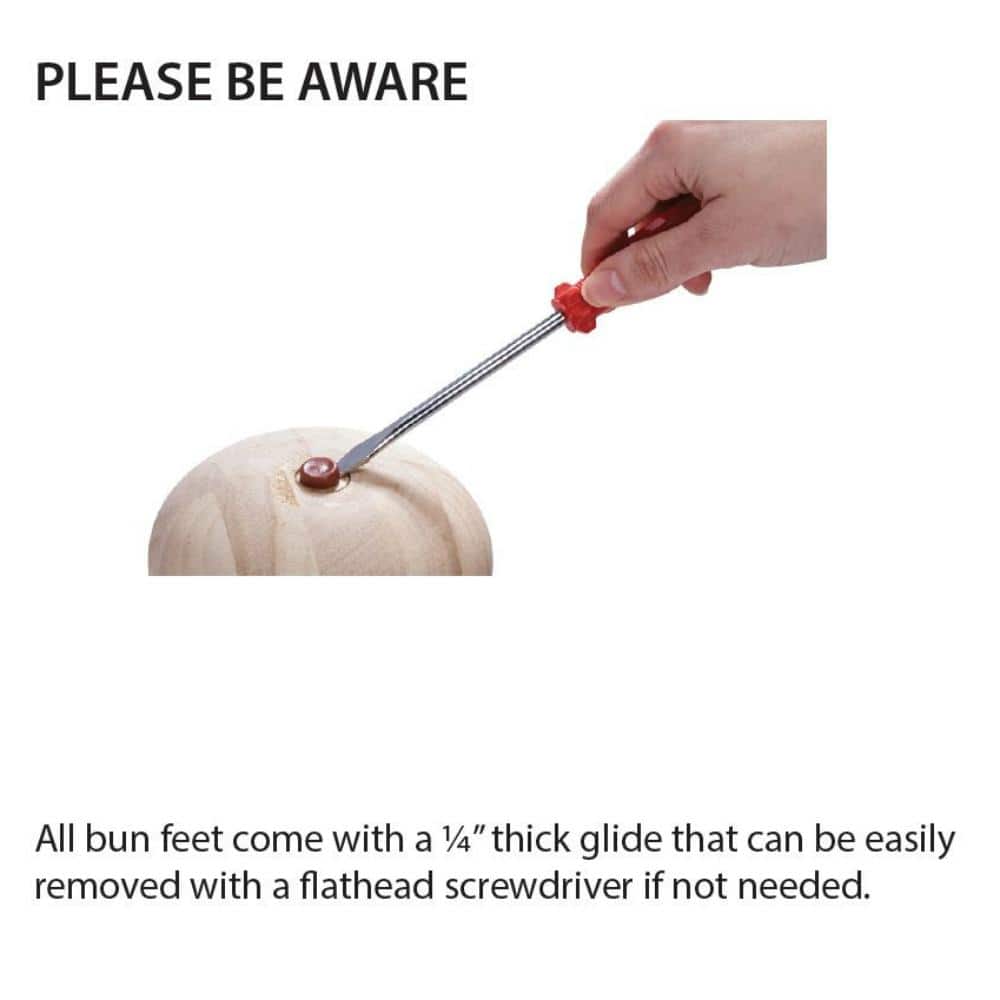 Unfinished Solid Hardwood Round Bun Foot with Bolt