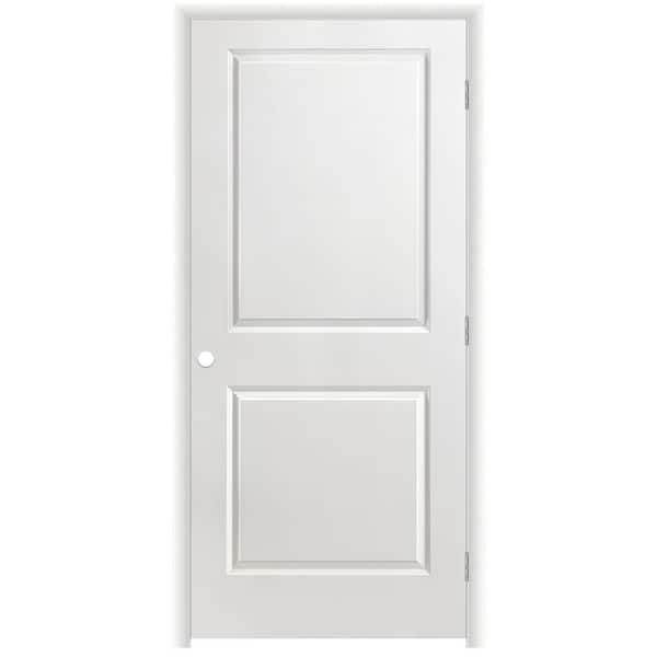 Masonite 36 in. x 80 in. 2 Panel Left-Handed Primed Composite Hollow Core Single Prehung Interior Door 4-9/16 in. Split Jamb