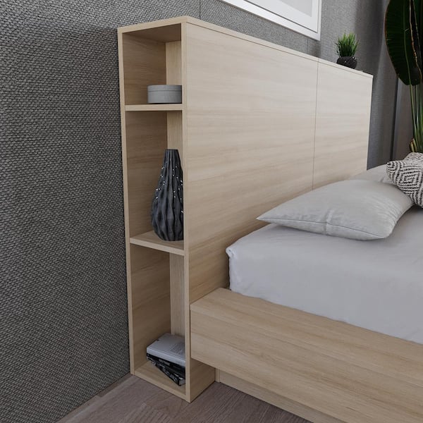 Nexera Marconi Beige Oak Queen Size Headboard with Storage