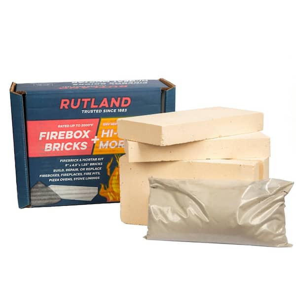 Rutland Firebox Brick and Hi-Heat Mortar Repair Kit with 5 Bricks and 2 lbs. Hi-Heat Dry Mix Mortar for Build Repair