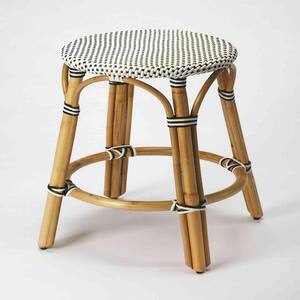 Amelia 24 in. H White and Brown Backless Rattan Bar Height (28-33 in.) Bar Stool