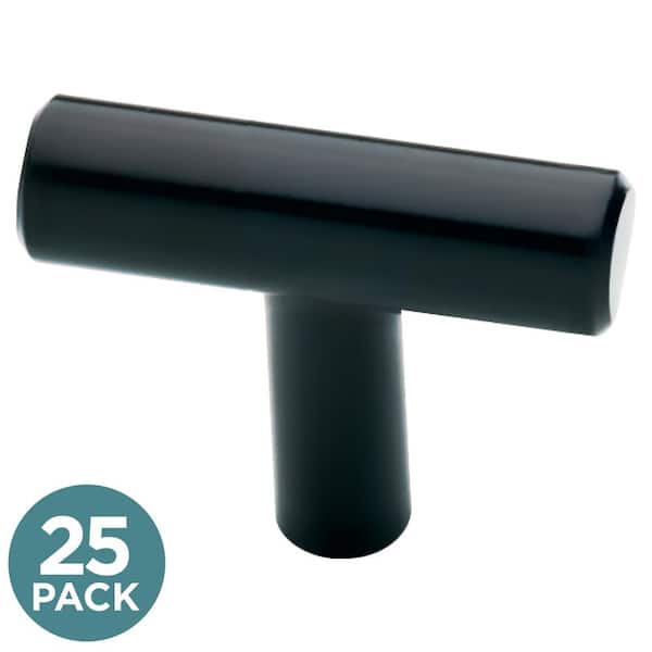 Liberty (25-Pack) Simple Bar 1-1/4 in. (32 mm) Modern Matte Black T-Shaped Bar Cabinet Knobs