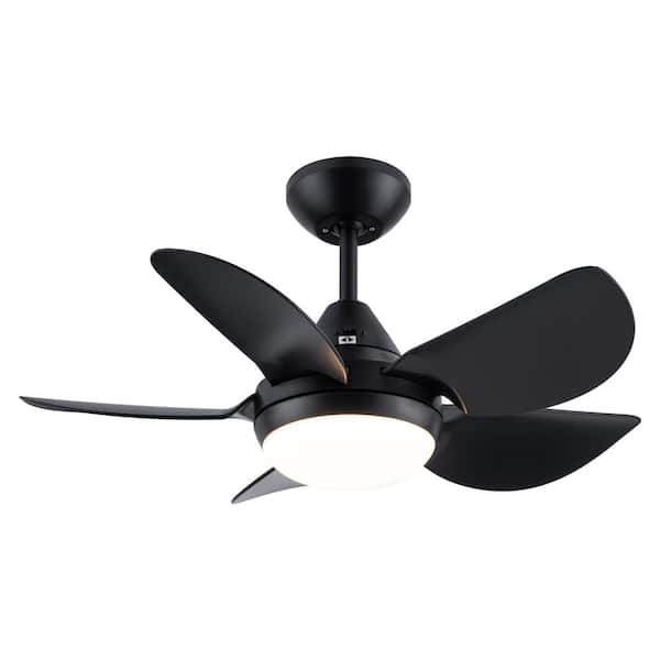 Jushua 30 in. Indoor Black Intergrated LED Ceiling Fan Lighting with Matte Black ABS Blade (No Include Bulb)
