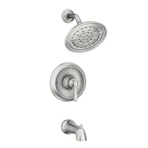 Halle Single Handle 1-Spray Tub and Shower Faucet 1.75 GPM in. Spot Resist Brushed Nickel (Valve Included)