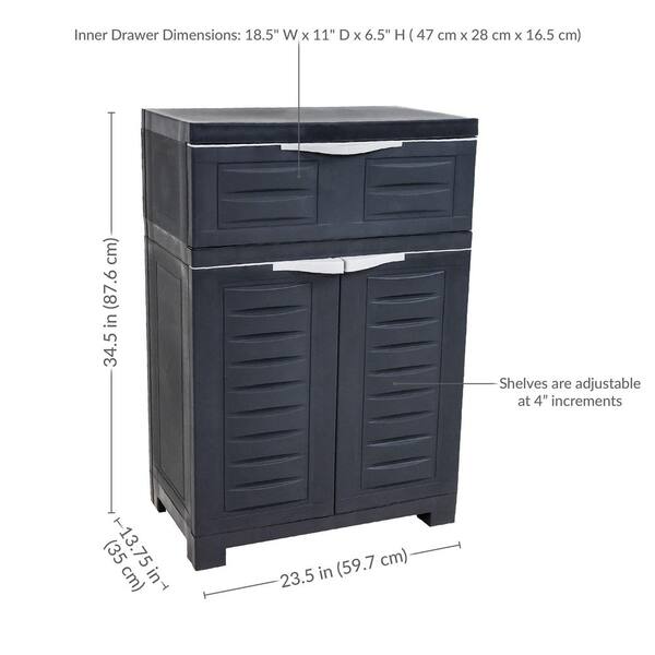 Sunnydaze 23.5 in. W x 34.5 in. H x 13.75 in. D Plastic Storage Sunnydaze 23.5 in. W x 34.5 in. H x 13.75 in. D Plastic Storage