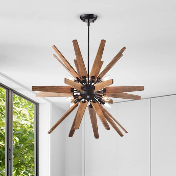 ꕤAiraꕤ Jojospring Amapola 33.5 in. Sputnik 8-Light Antique Black