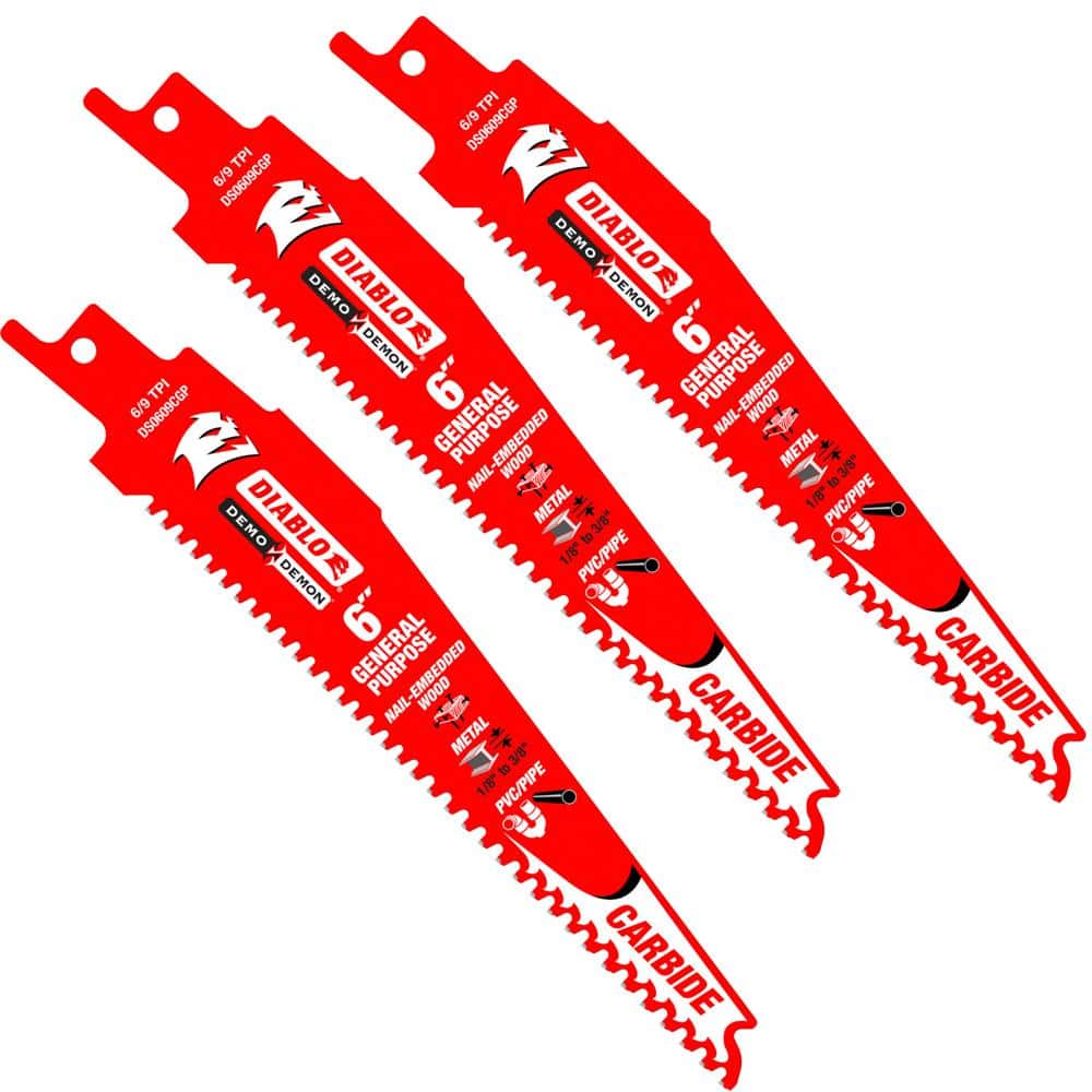 DIABLO 6 in. 6/9 TPI Demo Demon Carbide Reciprocating Saw Blades for