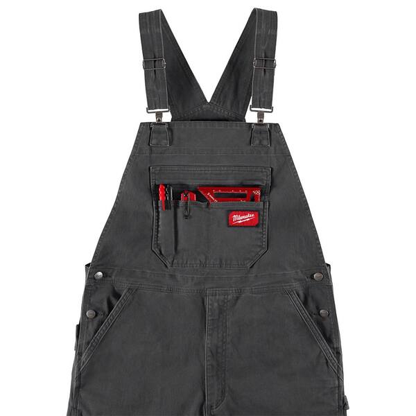 Milwaukee Men's Gray 36 in. x 30 in. FREEFLEX Unlined Bib Overalls