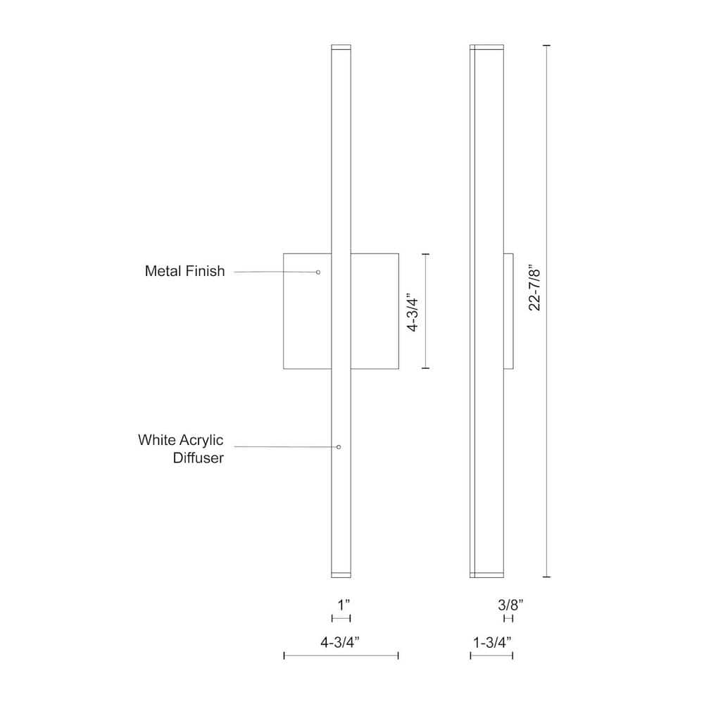 Vega Black Aluminum LED Wall Sconce 22.88"