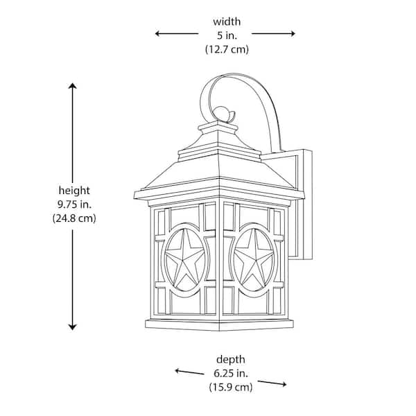 Texas Star 1-Light Small Black Outdoor Wall Light Fixture with Seeded Glass