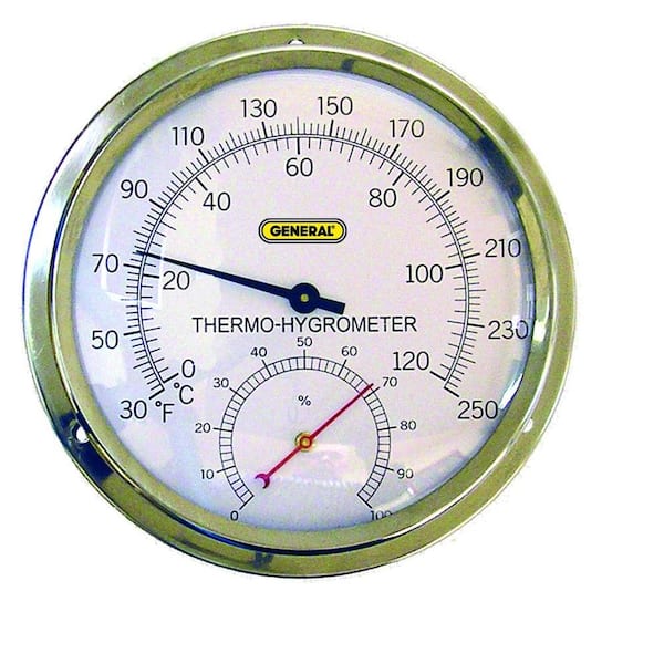 General Tools Indoor Analog Thermo-Hygrometer with 5 in. Dial and Stainless  Steel Case A600FC - The Home Depot