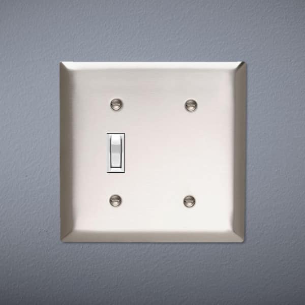 Pass & Seymour 302/304 S/S 2 Gang 1 Toggle 1 Strap Mounted Blank Oversized Wall Plate, Stainless Steel (1-Pack)