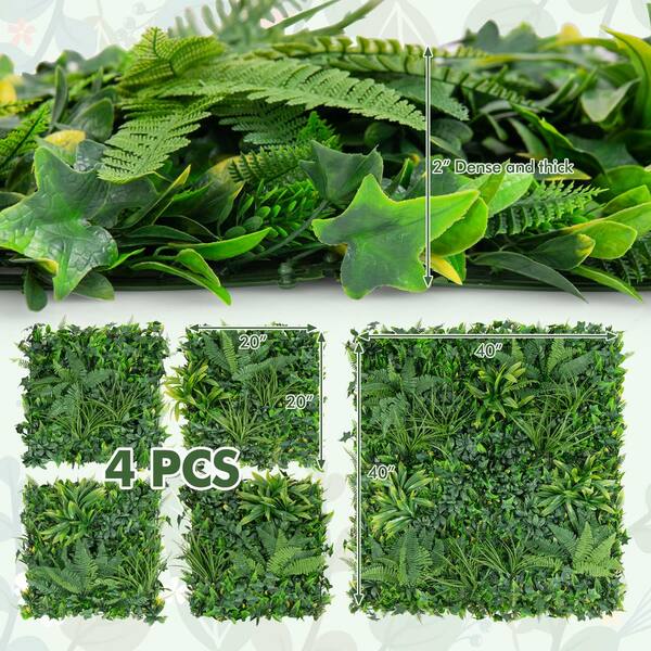 ANGELES HOME 4-Pieces 20 in. x 20 in. Green Artificial Hedge