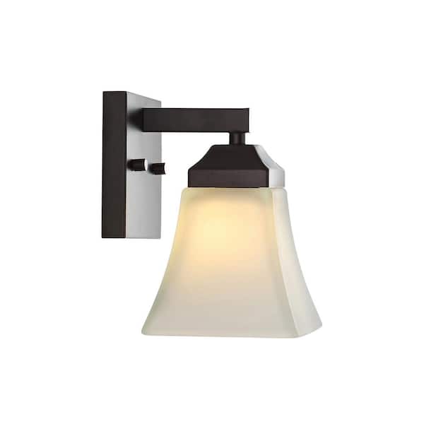 Staunton 5 in. 1-Light Iron/Glass Modern Cottage LED Vanity Light, Oil Rubbed Bronze