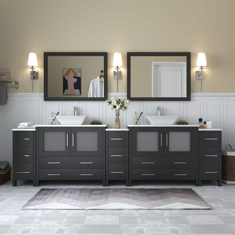 Vanity Art Ravenna 108 in. W Bathroom Vanity in Espresso with Double ...