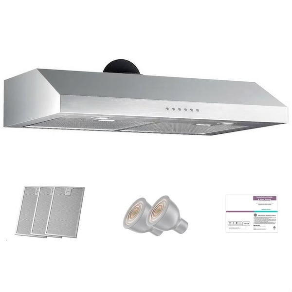 30 in. 400 CFM Ducted Under Cabinet Range Hood in Stainless Steel with Push Button, LED Light and Permanent Filters