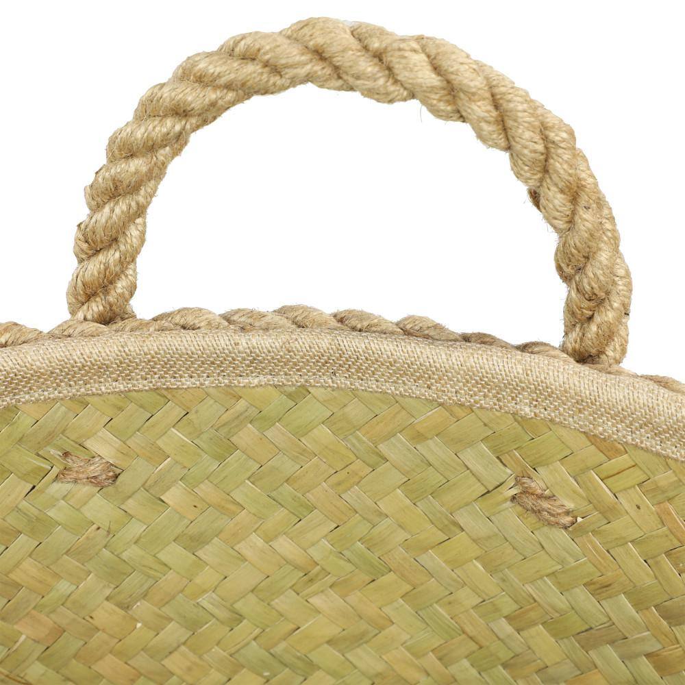 White and Beige Seagrass Round Storage Basket Set