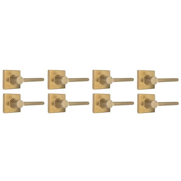 Tonebridge Brushed Gold Hall/Closet Door Lever with Square Rose 8-Pack