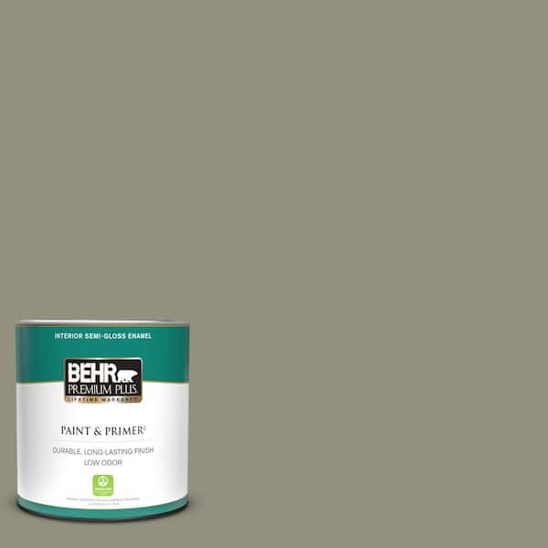 BEHR PREMIUM PLUS 1 qt. #N350-5 Muted Sage Semi-Gloss Enamel Low Odor Interior Paint & Primer