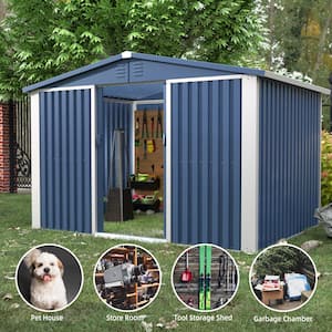 103.74 in. W x 72.83 in. H x 75.59 in. D Multifunctional Outdoor Metal Storage Shed with air vents, in Blue
