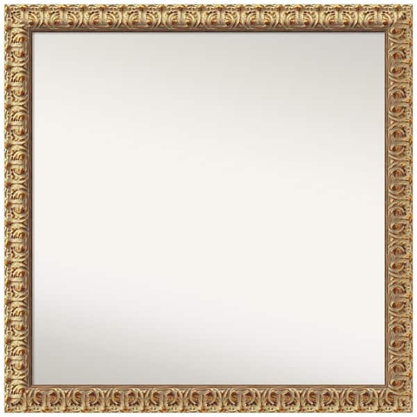 Amanti Art Florentine Gold 29.5 in. W x 29.5 in. H Square Non-Beveled Wood Framed Wall Mirror in Gold