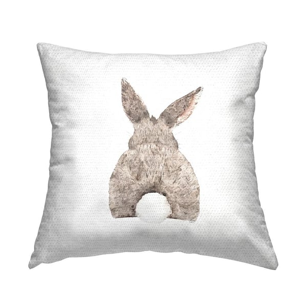 Stupell Industries Fluffy Bunny Tail Cute Pet Grey Square Outdoor Throw Pillow