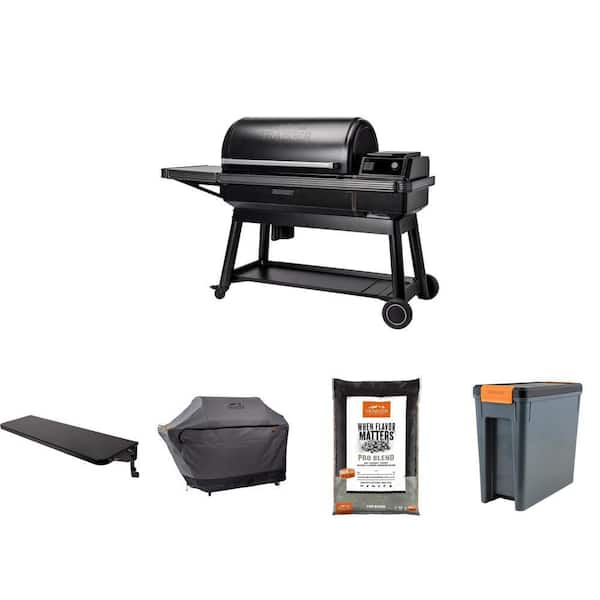 Ironwood XL Wi-Fi Pellet Grill Smoker with Folding Front Shelf, Cover, 30 lb Pellets and Pellet Bin