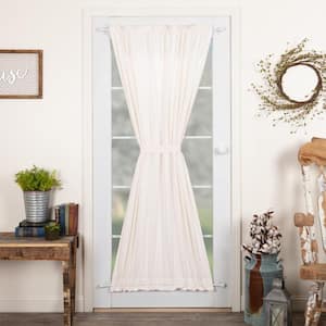 Simple Life Flax 40 in. W x 72 in. L Light Filtering Rod Pocket French Door Window Panel in Antique White
