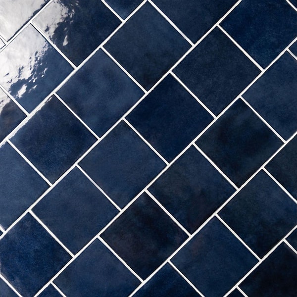 Bedrosians Cloe Subway Glossy Blue 5 in. x 5 in. Handmade-Look Ceramic Wall Tile (10.83 sq. ft./Case)