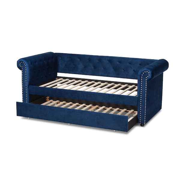 Baxton Studio Mabelle Royal Blue Twin Daybed with Trundle 154 9394