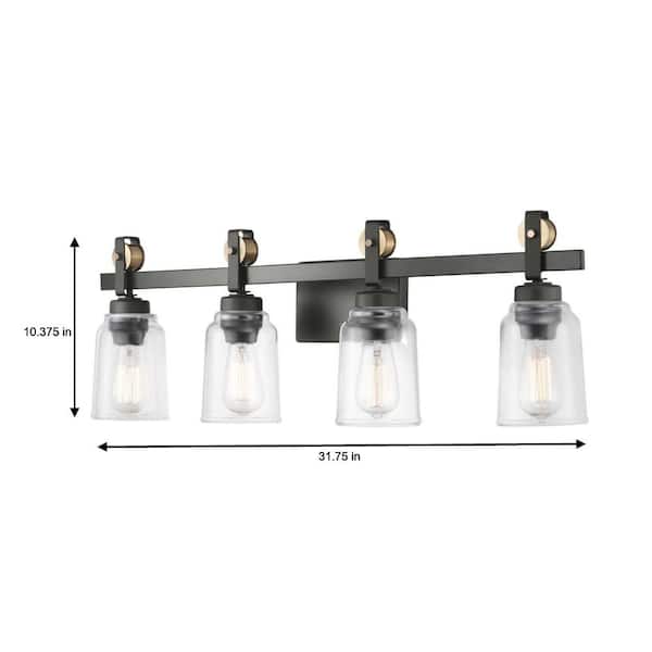 Home Decorators Collection Knollwood 4, Clear Glass Vanity Lights