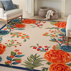 Aloha Multicolor 9 ft. x 12 ft. Botanical Contemporary Indoor/Outdoor Area Rug