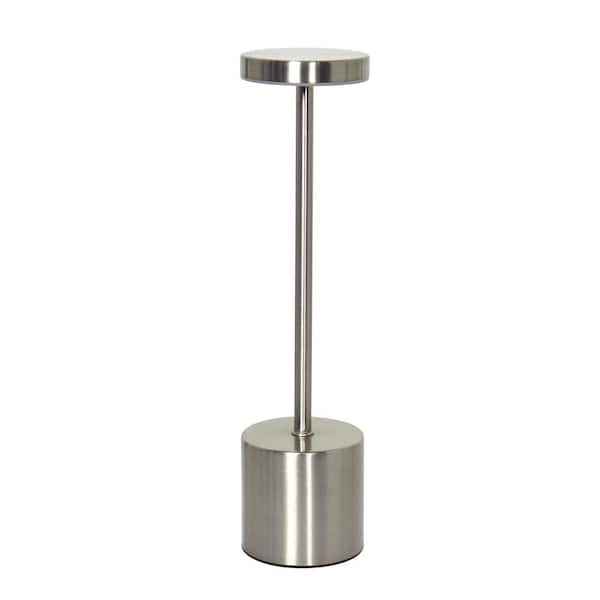 12.75 in. Mushroom Magic Disc Dimming and Rechargeable Cordless 4-Way Touch Sensor Stick Novelty Desk Lamp, Silver