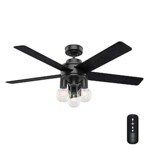 Hardwick 52 in. Integrated LED Indoor/Outdoor Matte Black Ceiling Fan with Remote Control