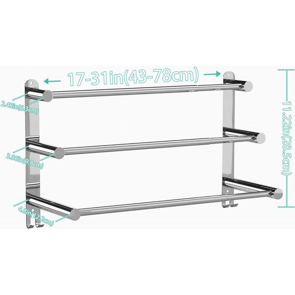 Adjustable Stainless Steel Wall Mounted 3-Tier Towel Rack